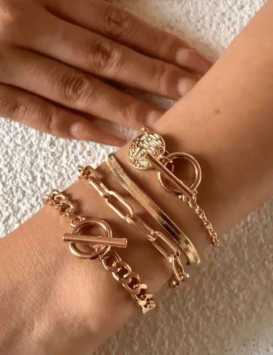 Conjunto de 4 Pulseiras Aurora Dourada