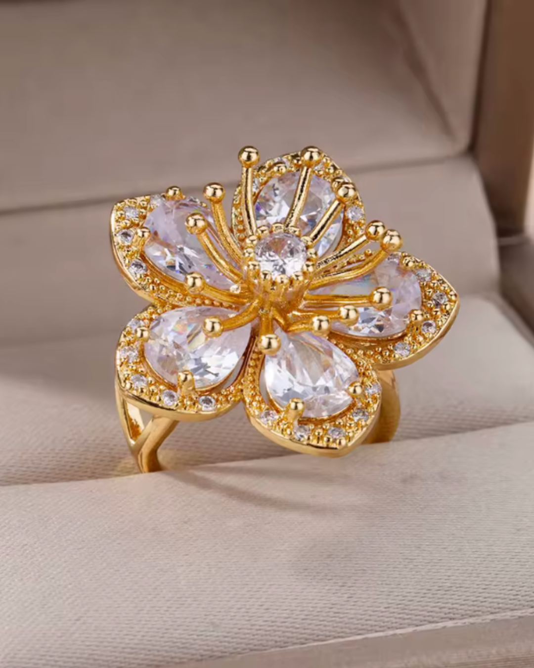 Anel Flor com Zircônia