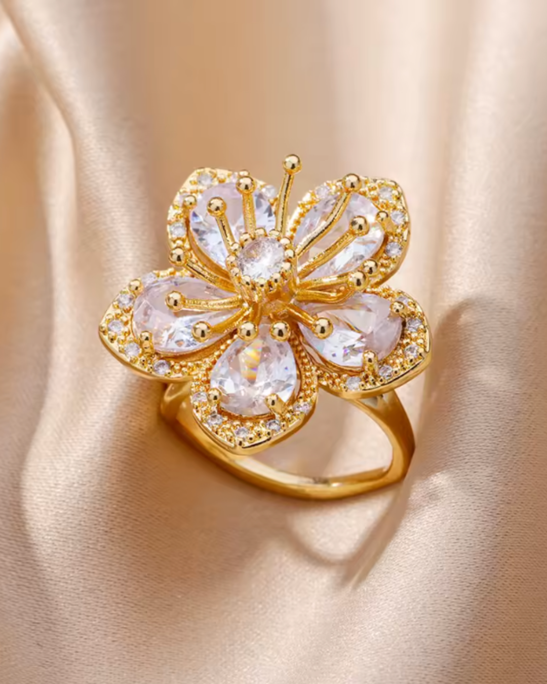 Anel Flor com Zircônia