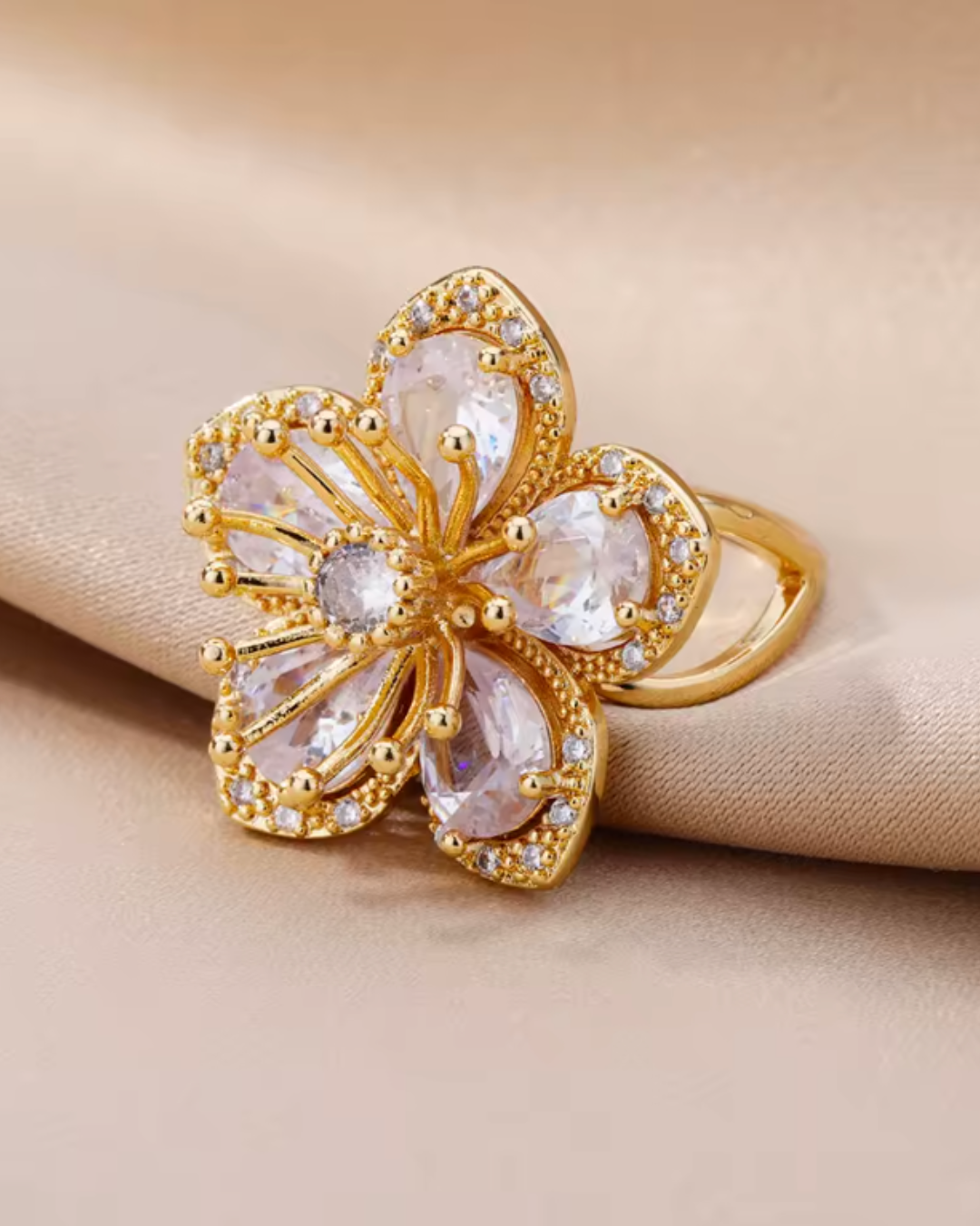 Anel Flor com Zircônia