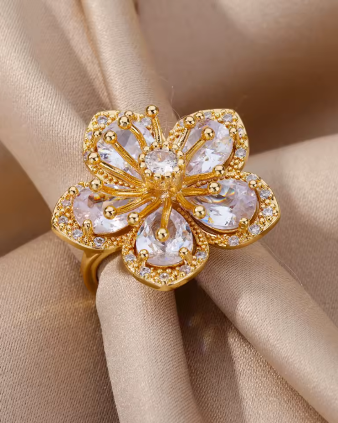 Anel Flor com Zircônia