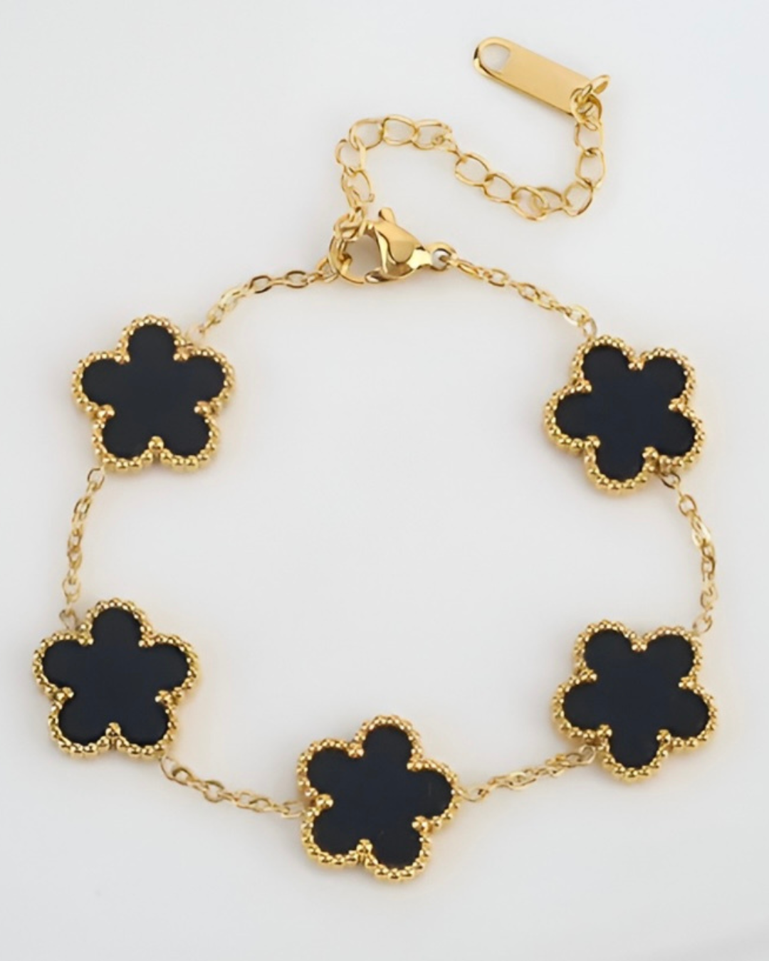 Conjunto Trevo Preto – Colar, Brincos e Pulseira
