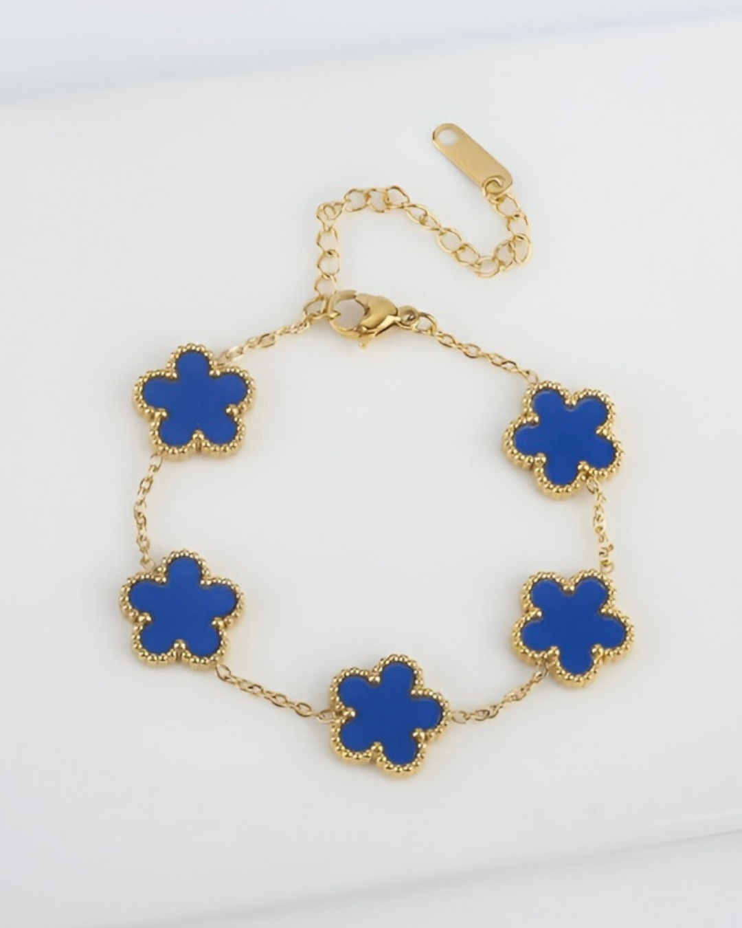 Conjunto Trevo Azul – Colar, Brincos e Pulseira