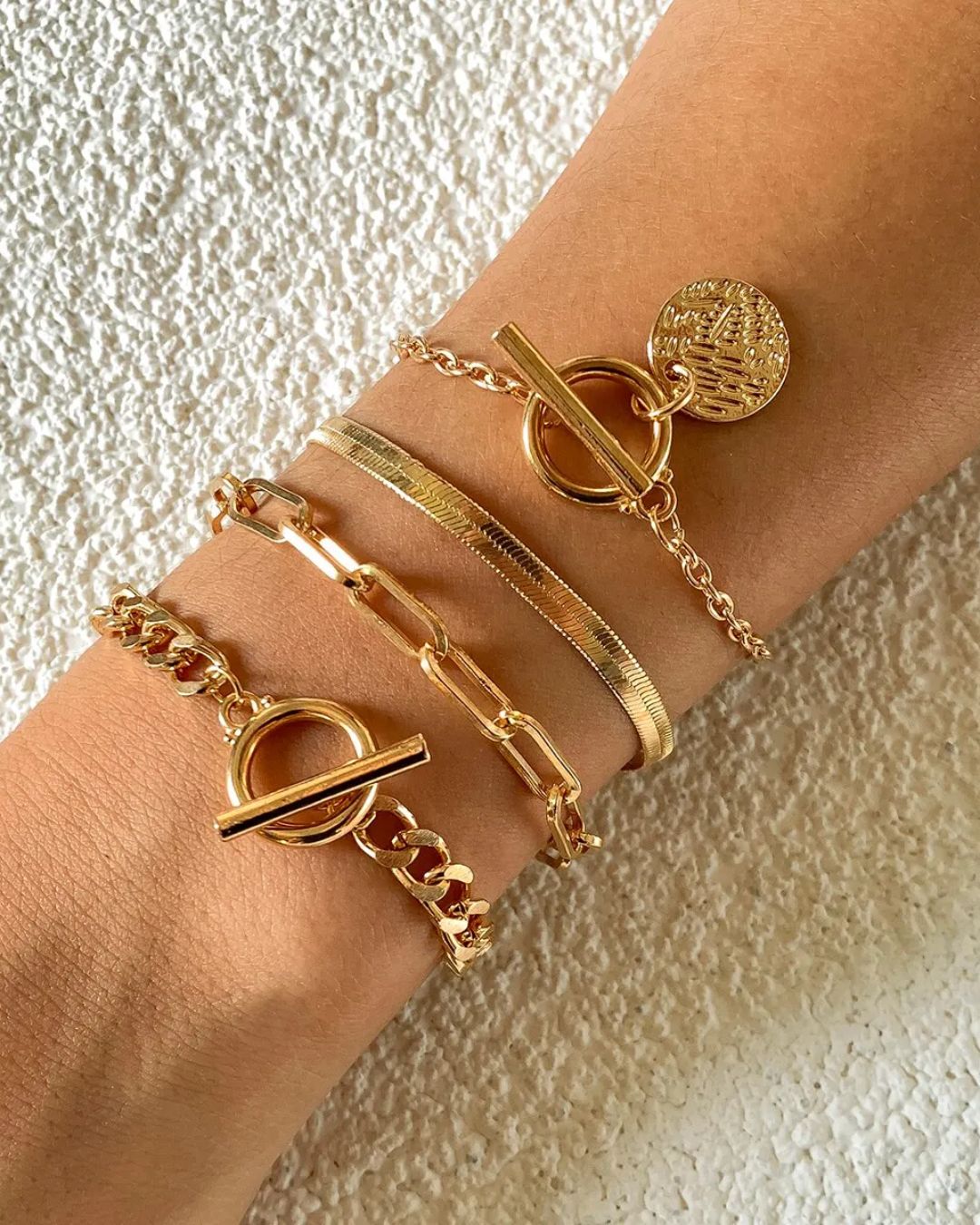 Conjunto de 4 Pulseiras Aurora Dourada