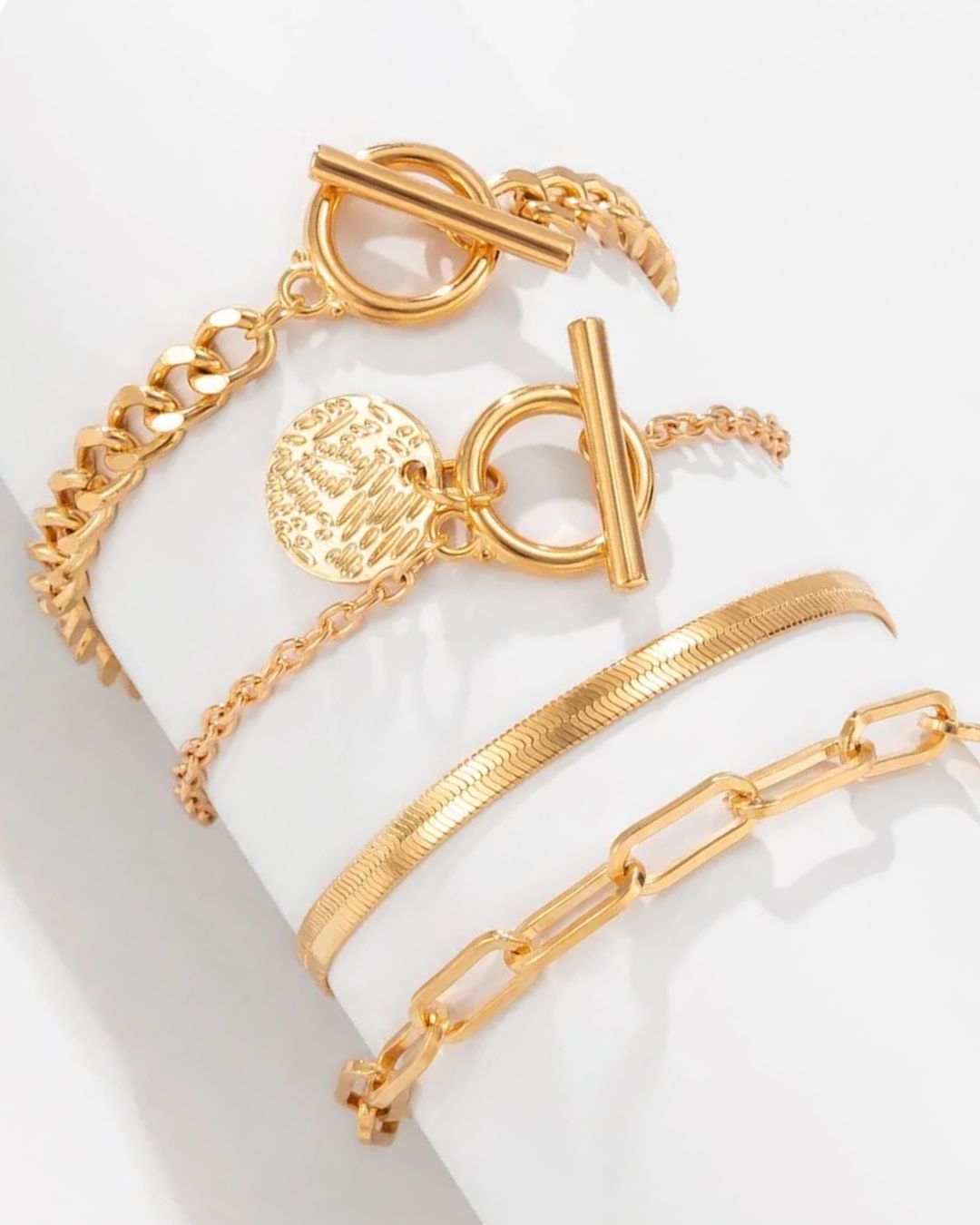 Conjunto de 4 Pulseiras Aurora Dourada