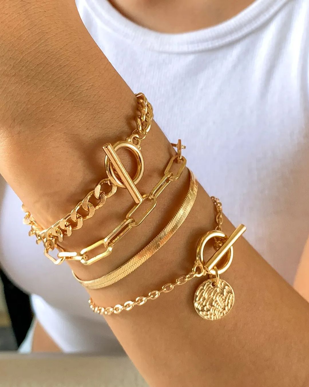 Conjunto de 4 Pulseiras Aurora Dourada