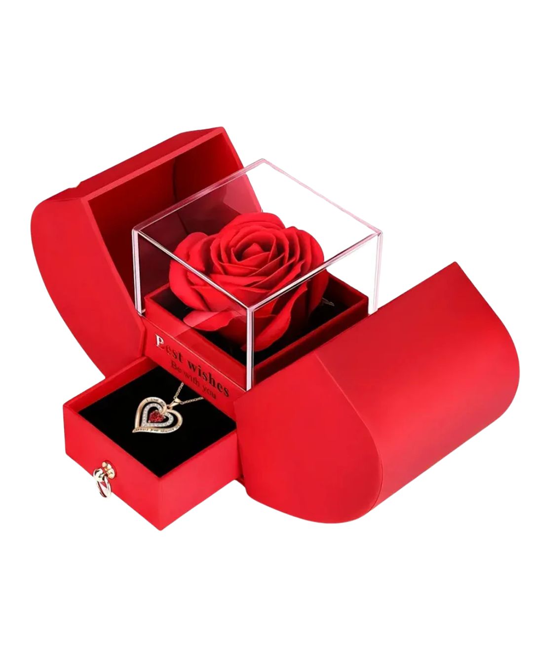 Colar Coração Eu Te Amo Para Sempre com Porta-Joias Flor
