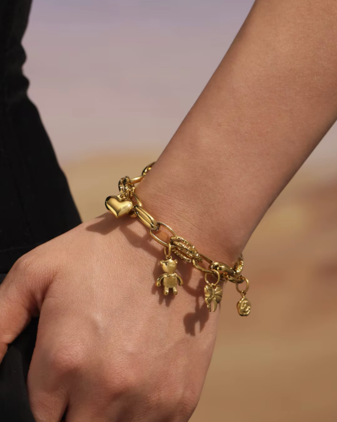 Pulseira de Elos Dourada com Berloques Delicados